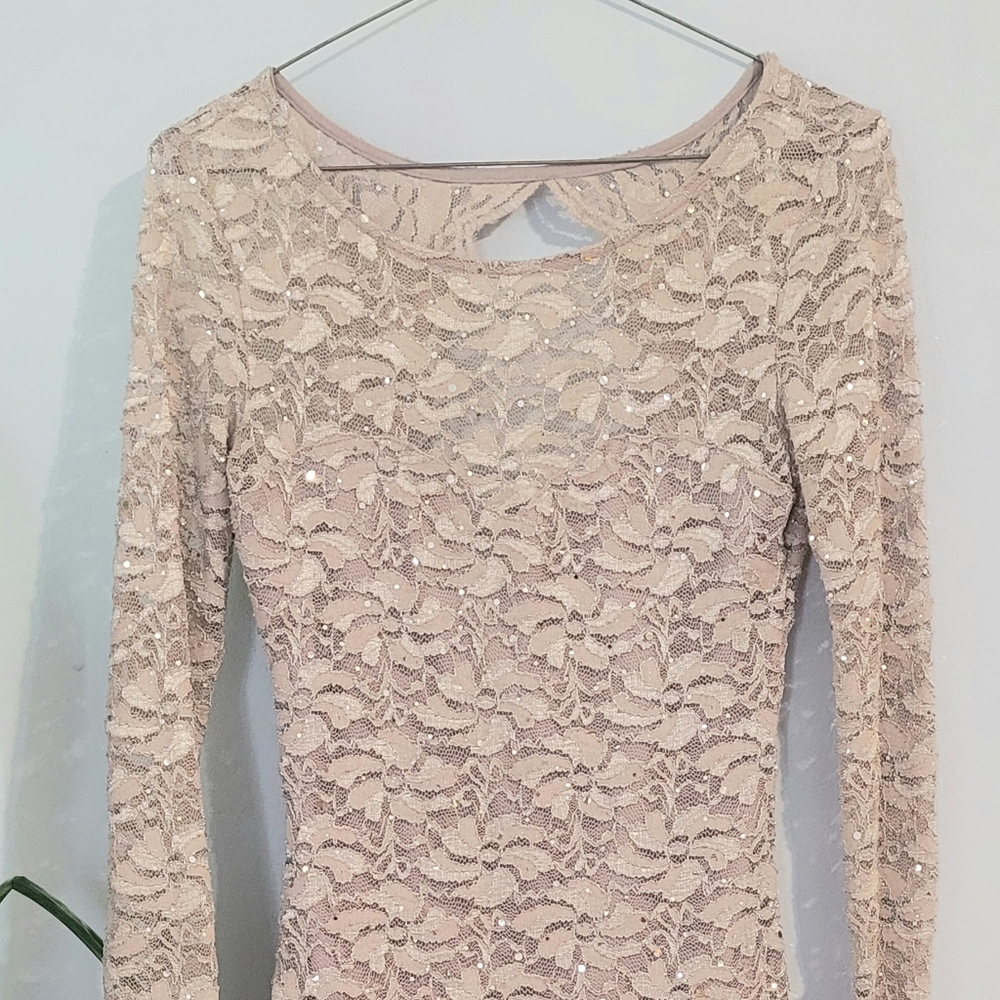 Jump Tan Long Sleeve Bodycon Dress for Cocktail Events